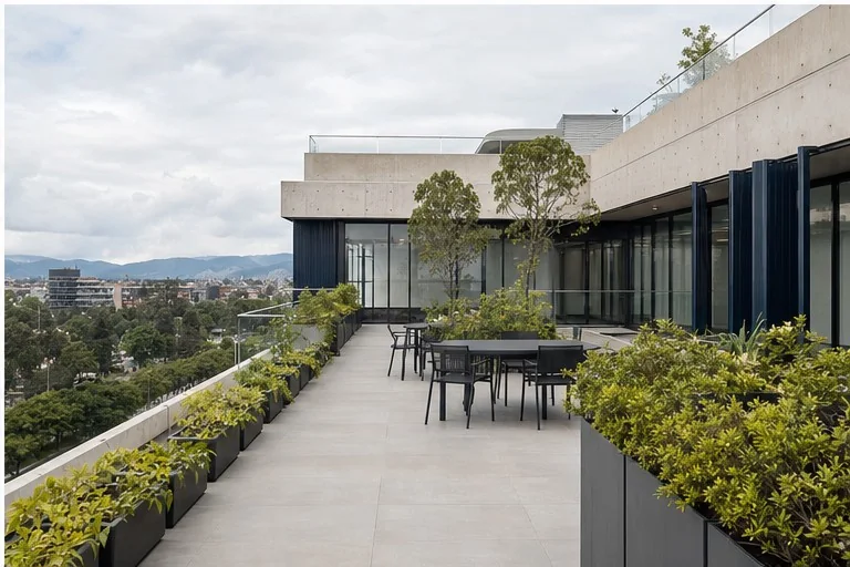 Terraza y visuales sobre la ciudad