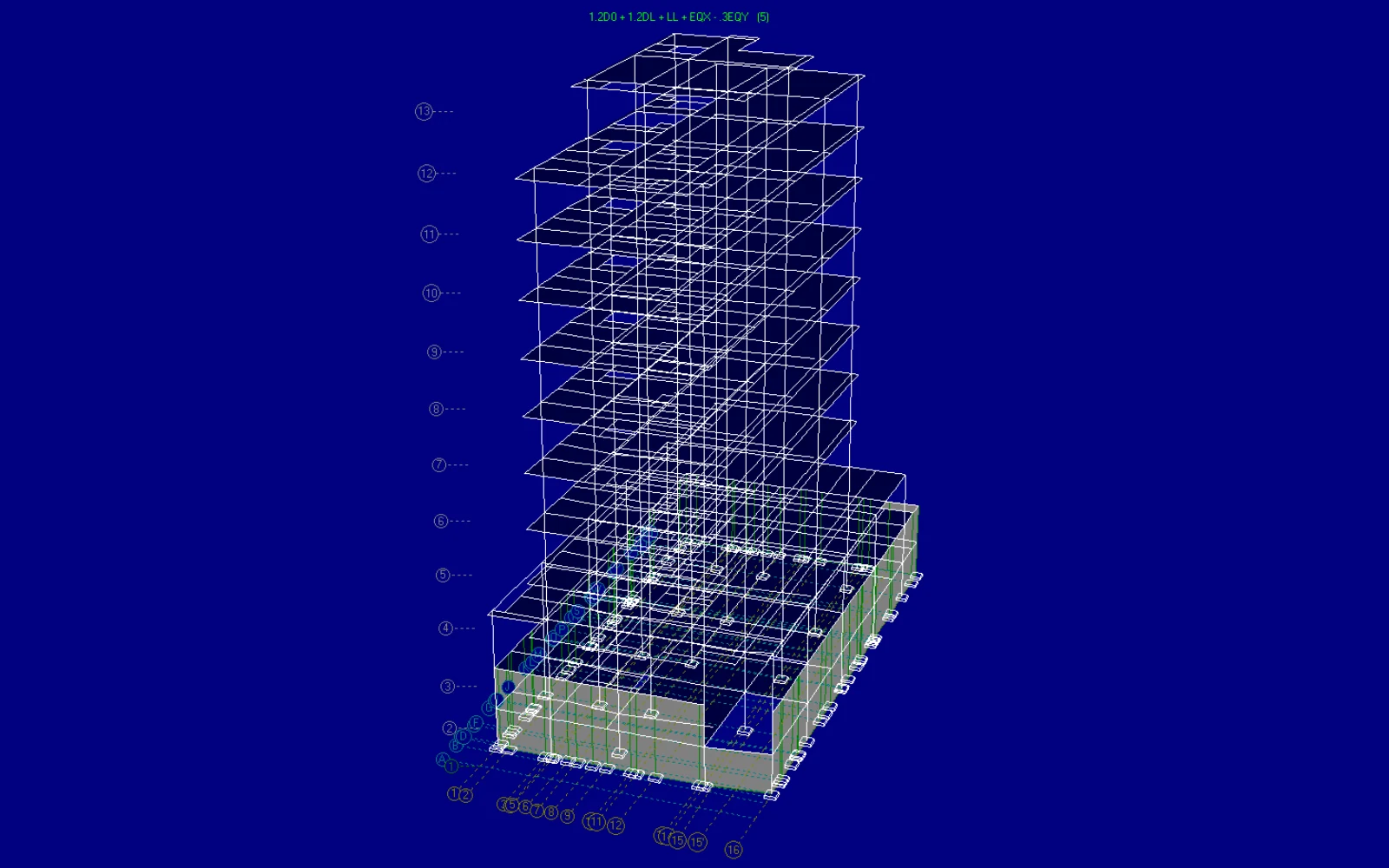 Modelo estructural tridimensional del Edificio Ébano